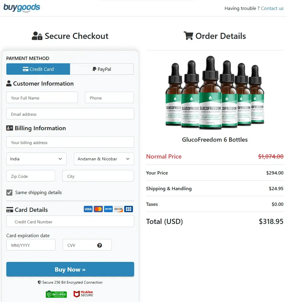 glucofreedom order page